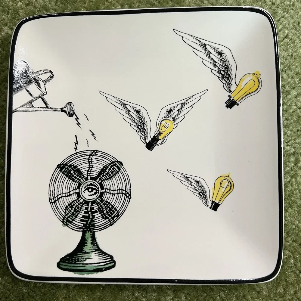 Pottery Barn Cirque Appetizers 6" Square Plates Set Of 4, Whimsical Design - Picture 4 of 9